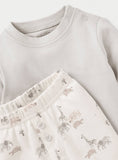Juniors Hey There Giraffe & Elephant Embroidered Shirt & Pyjama Set (Set Of 2)