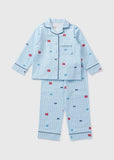 Matalan Stripe All Over Vehicle Printed Shirt & Pyjama Set (Set Of 2)