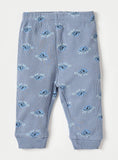 Juniors Blue All Over Turtle Printed Ribbed Shirt & Pyjama Set (Set Of 2)