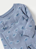 Juniors Blue All Over Turtle Printed Ribbed Shirt & Pyjama Set (Set Of 2)