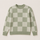 Juniors green checkered knitted pullover (Winter)