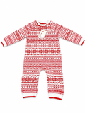 Juniors red pattern knitted openfeet sleepsuit (Winter)