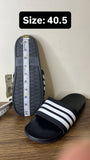 Adidas Solid Black Slides With Stripes