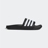 Adidas Solid Black Slides With Stripes