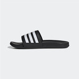 Adidas Solid Black Slides With Stripes
