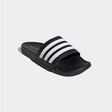 Adidas Solid Black Slides With Stripes