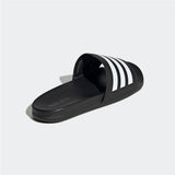 Adidas Solid Black Slides With Stripes