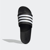 Adidas Solid Black Slides With Stripes