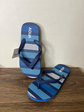 Aqua blue lines printed flip flops