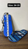Aqua blue lines printed flip flops