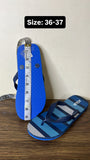 Aqua blue lines printed flip flops