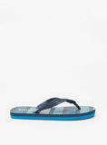 Aqua blue lines printed flip flops