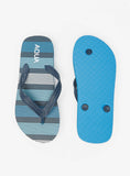 Aqua blue lines printed flip flops