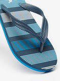 Aqua blue lines printed flip flops