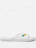 Aqua pineapple embossed flip flops