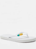 Aqua pineapple embossed flip flops