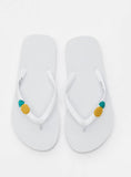 Aqua pineapple embossed flip flops