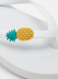 Aqua pineapple embossed flip flops