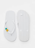 Aqua pineapple embossed flip flops