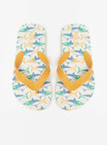 Aqua yellow shark printed flip flops