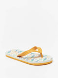 Aqua yellow shark printed flip flops