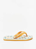Aqua yellow shark printed flip flops