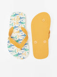 Aqua yellow shark printed flip flops