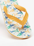 Aqua yellow shark printed flip flops