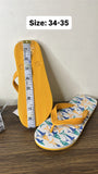 Aqua yellow shark printed flip flops
