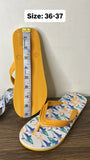 Aqua yellow shark printed flip flops