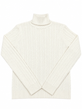 Juniors Solid White Textured Turtle Neck Shirt (Winter)