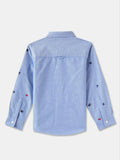 R&B Blue Alphabet Embroidered Fullsleeves Dress Shirt