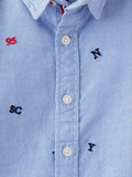 R&B Blue Alphabet Embroidered Fullsleeves Dress Shirt