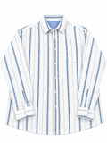Juniors Vertical Blue Stripe Printed Fullsleeves Dress Shirt