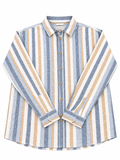 Eligo Vertical Brown & Blue Stripe Printed Fullsleeves Dress Shirt