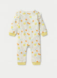 Juniors All Over Lemon & Cherry Printed Openfeet Sleepsuit & Romper (Set Of 2)