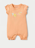 Juniors All Over Lemon & Cherry Printed Openfeet Sleepsuit & Romper (Set Of 2)