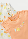 Juniors All Over Lemon & Cherry Printed Openfeet Sleepsuit & Romper (Set Of 2)