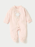 Juniors Pink Embossed Closedfeet Fleece Sleepsuit (Winter)