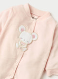 Juniors Pink Embossed Closedfeet Fleece Sleepsuit (Winter)
