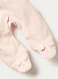 Juniors Pink Embossed Closedfeet Fleece Sleepsuit (Winter)