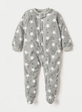 Juniors Grey All Over Star Printed Fleece Zipped Sleepsuit (Winter)