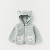 Juniors pastel green cute cat sherpa lined hoodie (Winter)