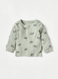 Juniors Green Elephant Ribbed Shirt & Pyjama Set (Set Of 2)