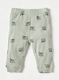 Juniors Green Elephant Ribbed Shirt & Pyjama Set (Set Of 2)