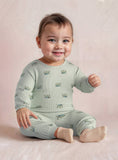 Juniors Green Elephant Ribbed Shirt & Pyjama Set (Set Of 2)
