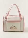 Cambrass Pink Flower embroidered Diaper Bag with Zip Closure