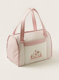 Cambrass Pink Flower embroidered Diaper Bag with Zip Closure