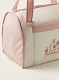 Cambrass Pink Flower embroidered Diaper Bag with Zip Closure