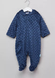 Juniors navy dot embossed fleece sleepsuit (Winter)